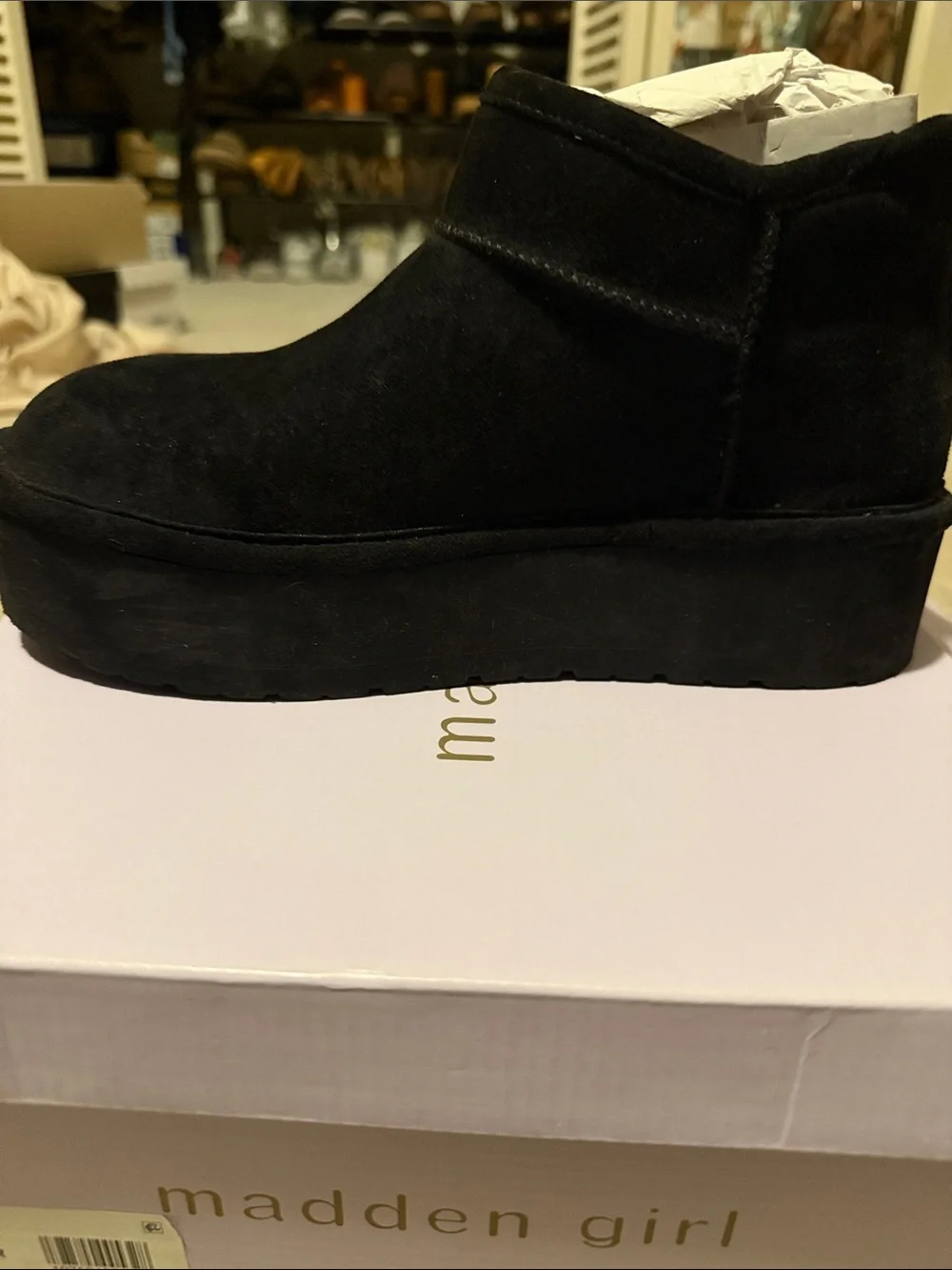 Madden Girl Black Suede Platform Ankle Boots Size 8